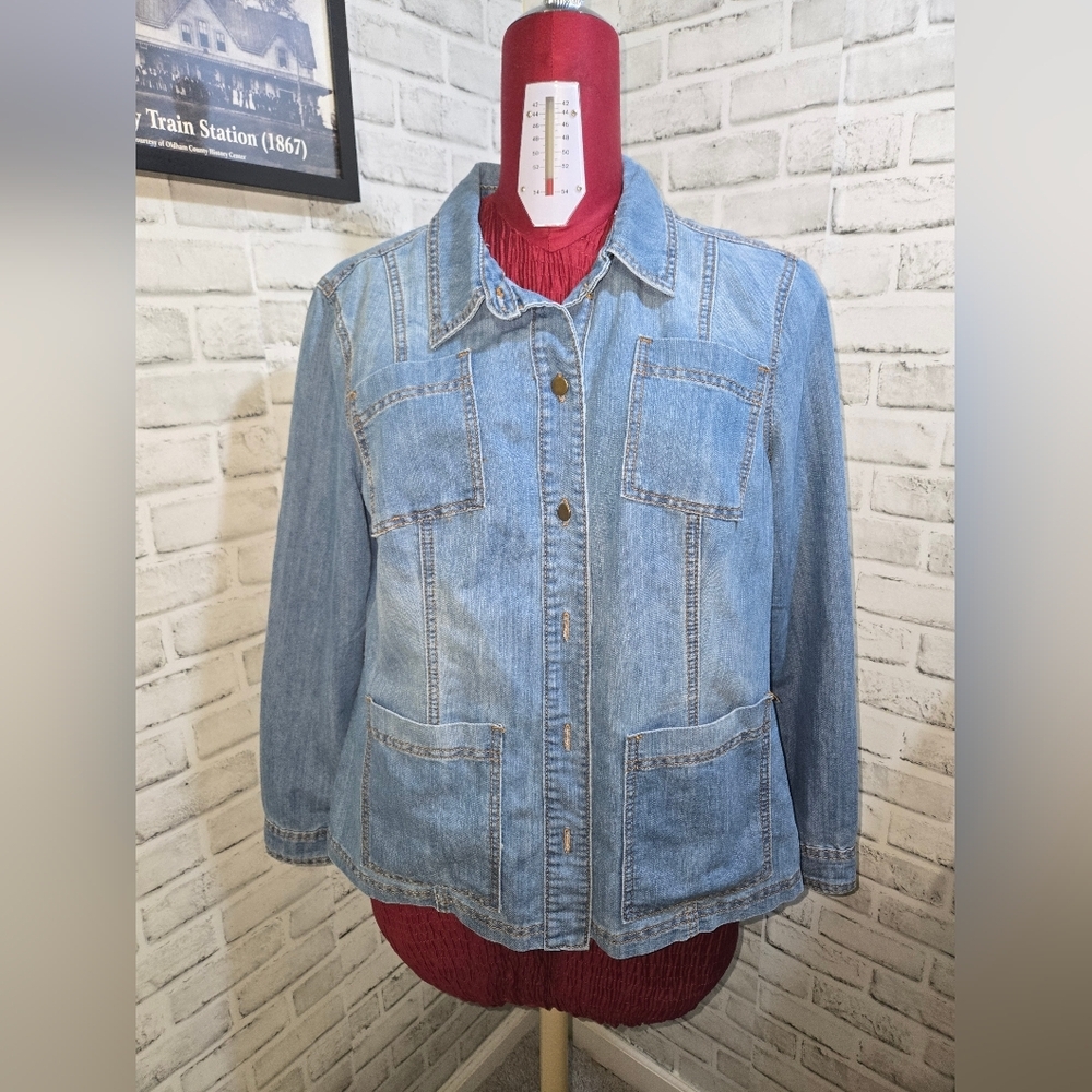 Baccini Light Blue Denim Button-Up Jacket SZ XL